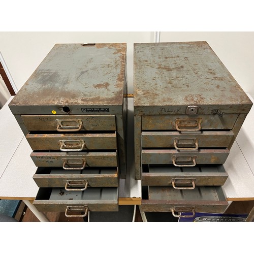 255 - Pair of vintage Bisley 5 drawer filing cabinets.
28cm x 32cm x 40cm