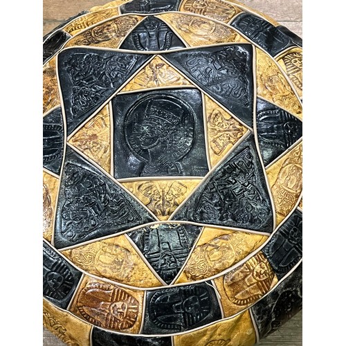 74 - 3 x Vintage Moroccan leather pouffes