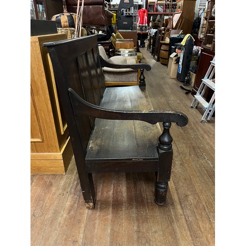 79 - 18th Century Georgian oak settle with panel back.
145cm long