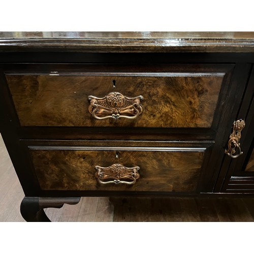 80 - 19th Century 2 drawer washstand on cabriole legs with art nouveau copper handles.
106cm l