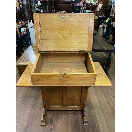 81 - Antique oak teachers desk by Wake & Dean Ltd London & Yatton (still to include original inkwells & b... 