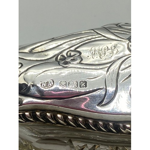 32 - Silver and cut glass vanity jar. W&A Hallmark.