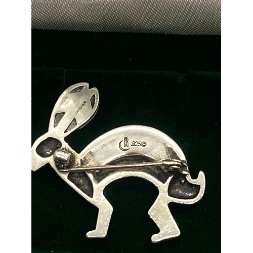 168 - Carolyn Pollack Relios hallmarked 925 silver & enamel rabbit brooch. Made in New Mexico.