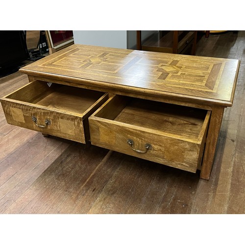 238 - Heavy Solid oak inlaid cabinet with 4 pull through drawers & drop handles
120cm l