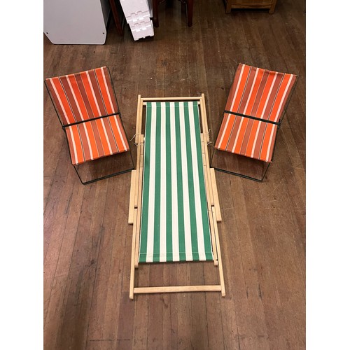 353 - 3 x Vintage folding deck chairs to include 1 adult & 2 kids.