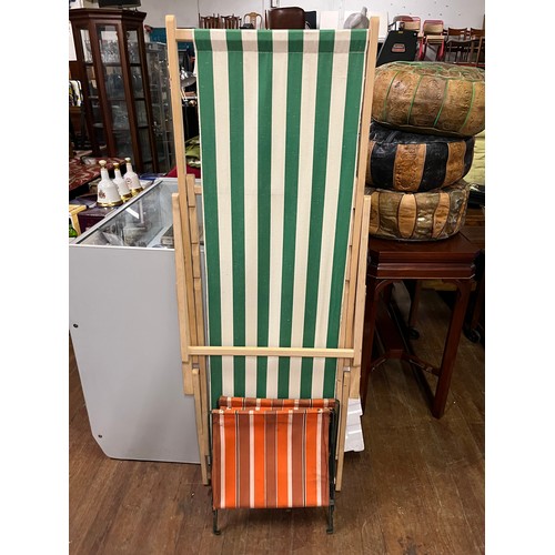 353 - 3 x Vintage folding deck chairs to include 1 adult & 2 kids.