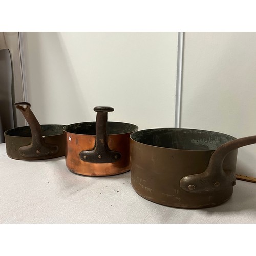 278 - 3 x vintage copper pans