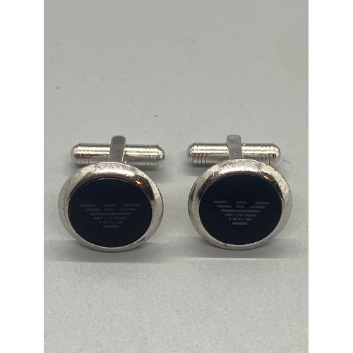 172 - Hallmarked silver Emporio Armani cufflinks.