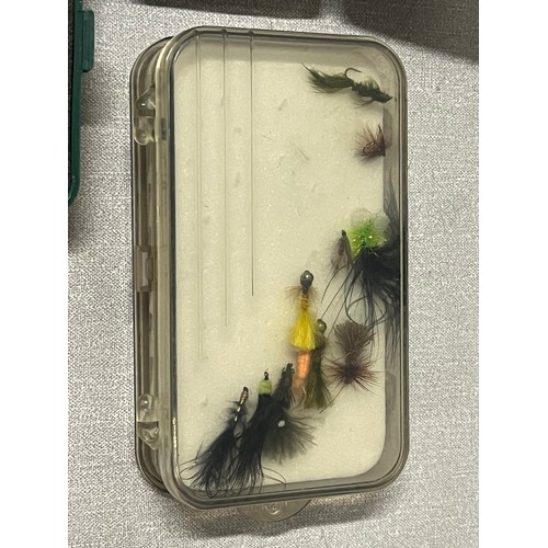 364 - Selection of fishing flies & tool box.