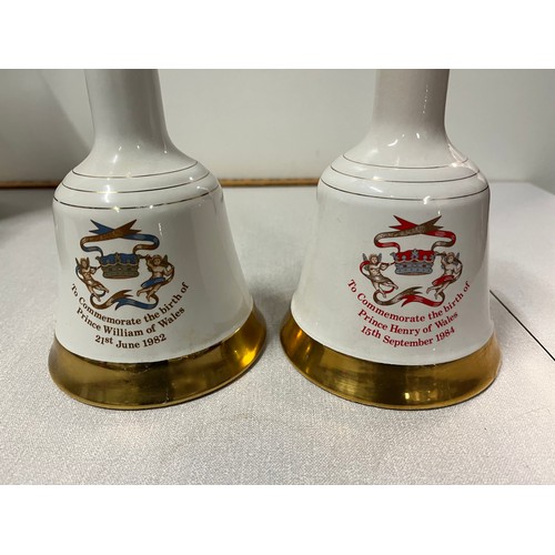 38 - 4 Bells Scotch Whisky decanters full & sealed to include 2 75cl & 2 50cl, Queens 60th, Prince Willia... 