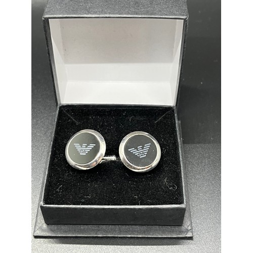 172 - Hallmarked silver Emporio Armani cufflinks.