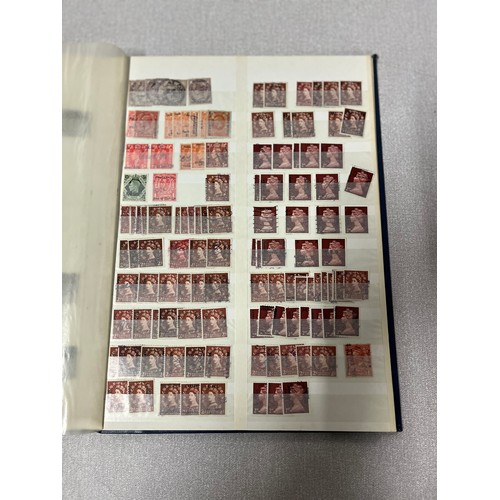 392 - Large 16 page stamp stock book containing mainly early Victorian & overprint stamps.