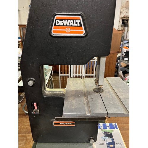 466 - dewalt bs1310 bandsaw on 4 wheeled storage trolley