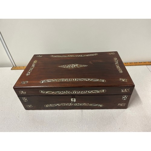 88 - Victorian inlaid writing slope with 2 ink bottles & key
40cm l