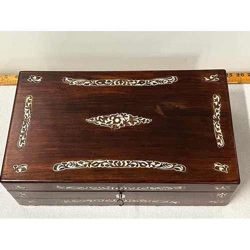 88 - Victorian inlaid writing slope with 2 ink bottles & key
40cm l