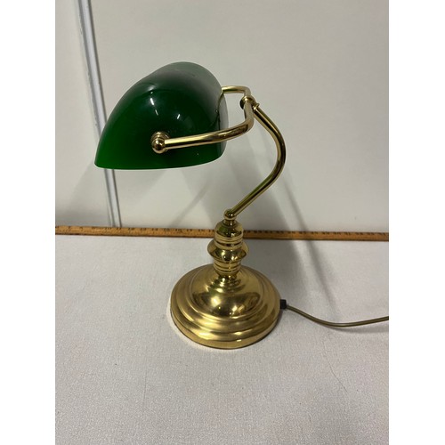 99 - vintage brass & glass bankers desk lamp