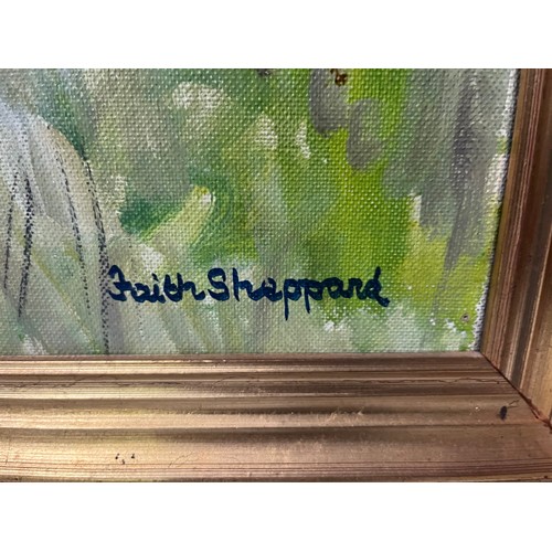 476 - framed oil painting by faith shepard r.g.i call A spanish farm