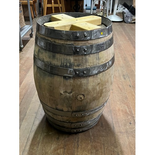 496 - Small rare port/wine barrel repurposed into stool (needs cushion)