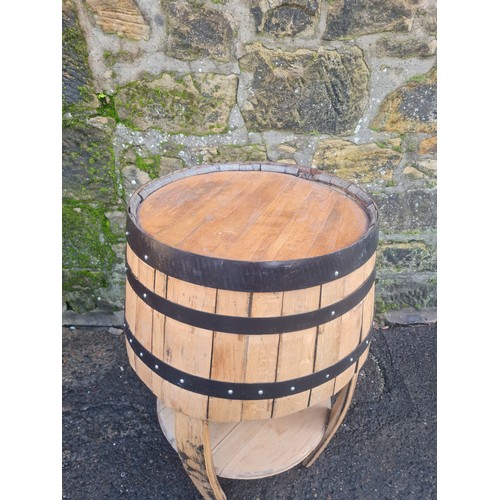 104 - Repurposed oak whisky barrel table.
100cm h