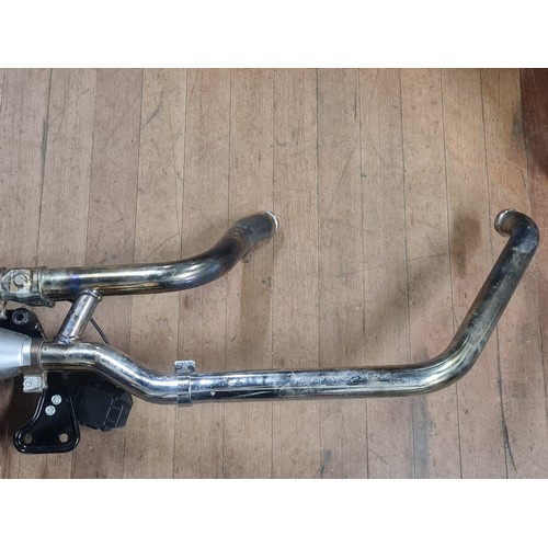 285 - Harley Davidson exhaust downpipe along with 2 silencers possibly suitable for Soft tail or Fat boy?