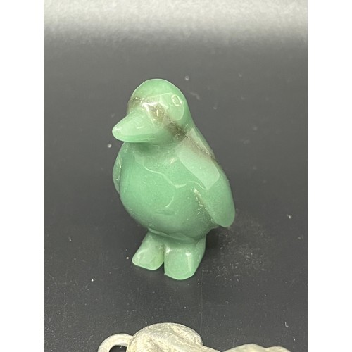 68 - Selection of small collectables to include bronze/brass crocodile, jade bear & penguin, tiny ceramic... 