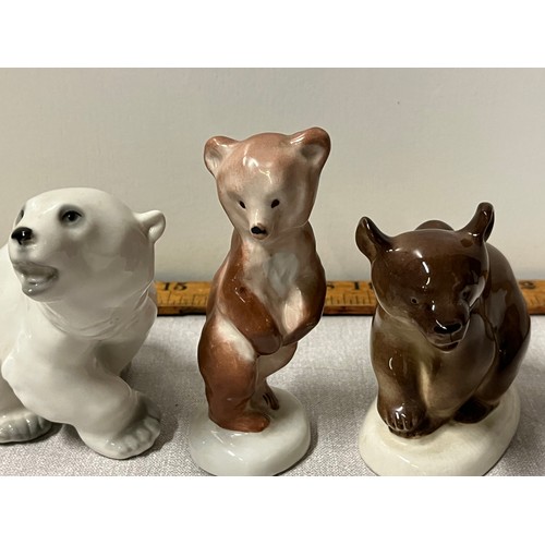 120 - 3 x Lomonosov Russian pottery bears