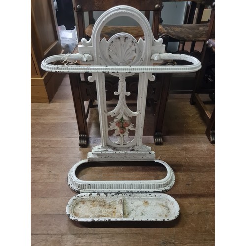 50 - Antique cast iron stick stand with original tray.
70cm h