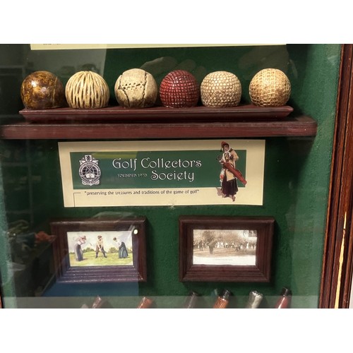 3 - Golf collectors society the development of the ball & club in glass display case.
35cm x 53cm