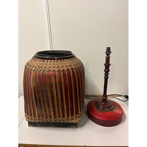 8 - Large Antique Chinese Bridal basket and lid with fitted lamp to the lid.
106cm h inc lamp. 
45cm w