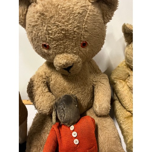 9 - Collection of vintage teddies to include Tebro bear & Merrythought horse etc.