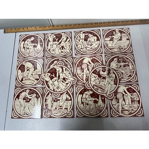 18 - Selection of vintage tiles by H & R Johnson Ltd depicting roman scenes. 
(14)