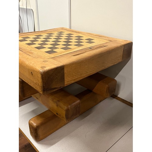 23 - Solid wood 4 tier handmade chess table (very heavy)
57cm x 57cm x 38cm h