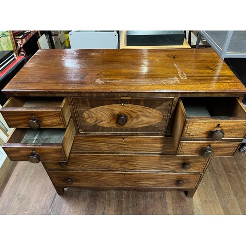 105 - William IV style Scottish secretaire chest of drawers, the central drawer opening to interior compar... 