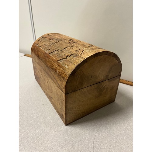 55 - Wooden carved dome top trunk. 
30cm l