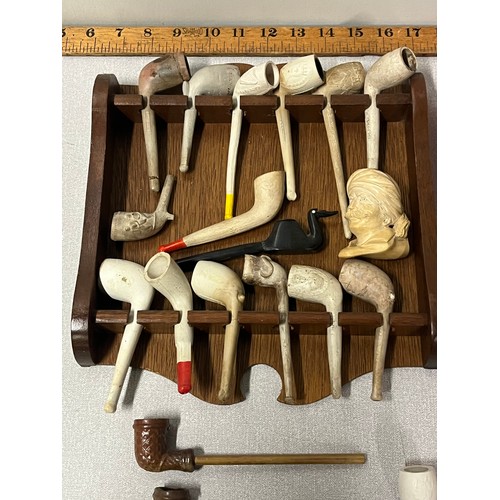 80 - A Large collection of antique clay pipes includes meerschaum gentleman pipe and many more