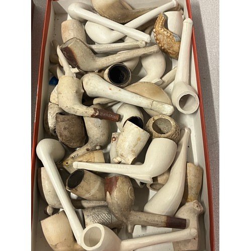 80 - A Large collection of antique clay pipes includes meerschaum gentleman pipe and many more