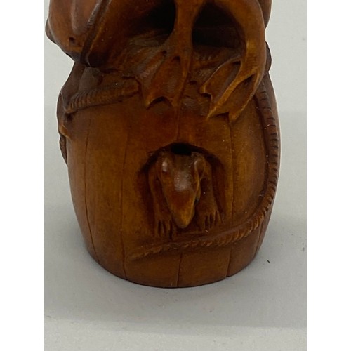 56 - Japanese root wood Netsuke of toad and mouse. Signed to base.