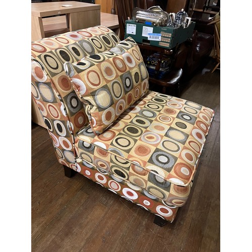 75 - Upholstered Armless slipper chair with matching cushion.