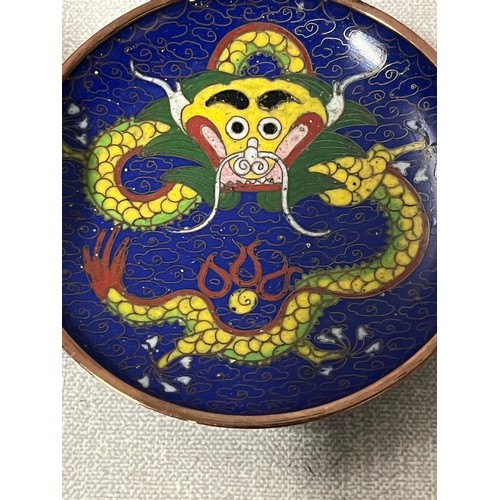 169 - 2 x Small Chinese cloisonné dishes.