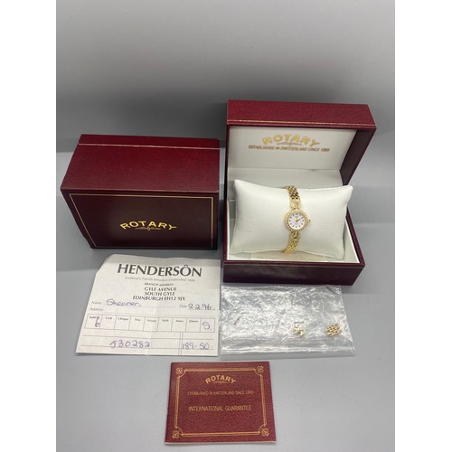 188C - Boxed ladies Rotary wrist watch with extra links and manual.