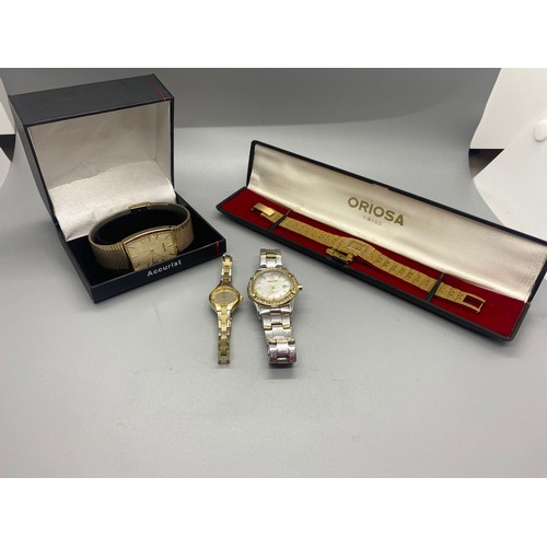 188D - 2 x boxed watches - Accurist and Oriosa and 2 ladies wrist watches - Sekonda and Accurist.