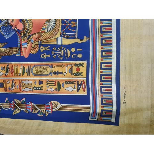 63 - Large Egyptian Papyrus painting signed by Gamal.