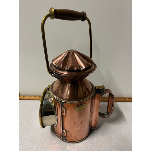 433 - Antique copper & brass lantern by Becht & dyserinck of Amsterdam , broken glass
37cm h inc handle