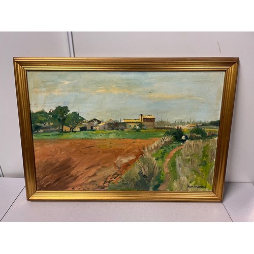 476 - framed oil painting by faith shepard r.g.i 'A Spanish farm'