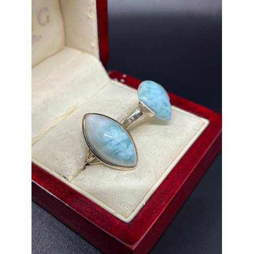 3 - 4 silver rings with large aquamarine stones