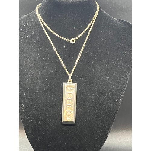 8 - large heavy silver ingot on silver chain
34 grams