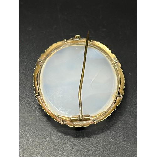 77 - large Victorian white agate brooch testing 9ct or higher
2.5