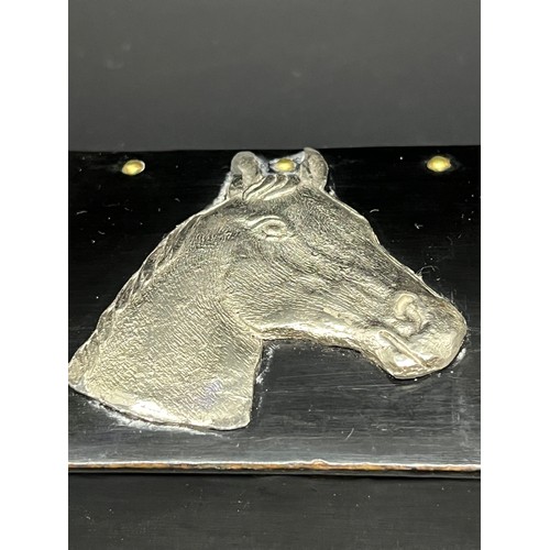 43 - Georgian ebony snuff/trinket box with silvered horse decoration
10cm l