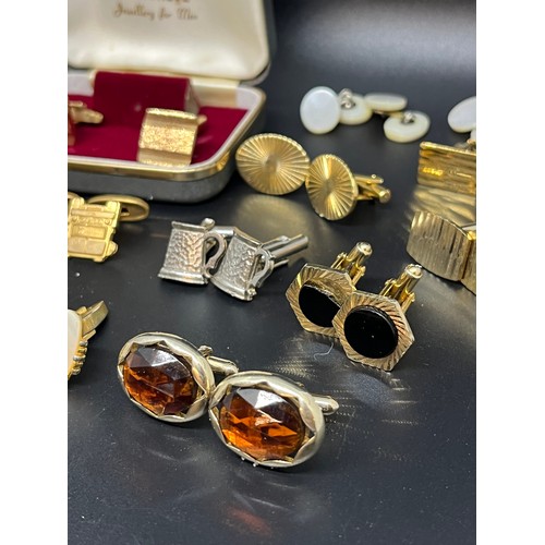 45 - collection of 15 sets of vintage cufflinks to include volvo etc