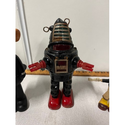 56 - 3 vintage toys to include tinplate wind up  robby the robot by yoshiya of japan , marx toys jimmey c... 